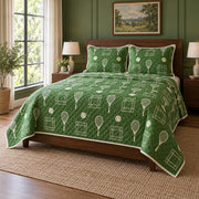 Summer Court Tennis Quilt Set, angled tennis bedroom view