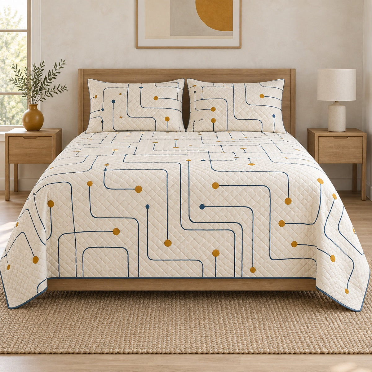 Circuit Path Electrician Quilt Set, front electrician bedroom view