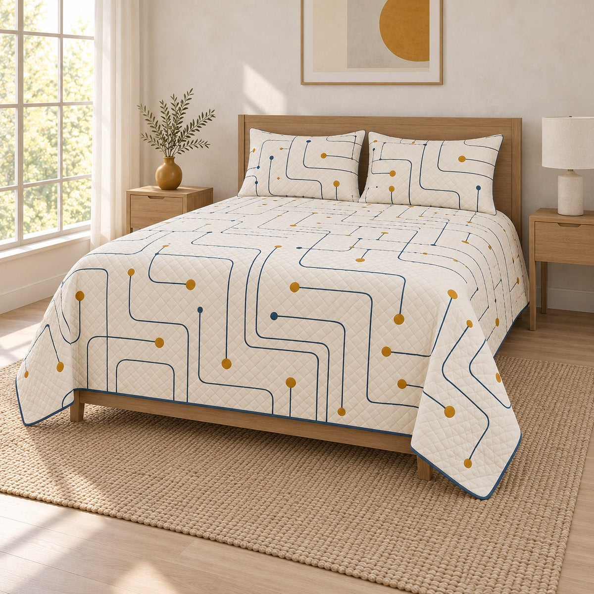 Circuit Path Electrician Quilt Set, angled electrician bedroom view