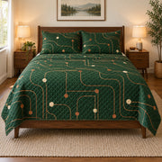 Copper Trace Electrician Quilt Set, front electrician bedroom view