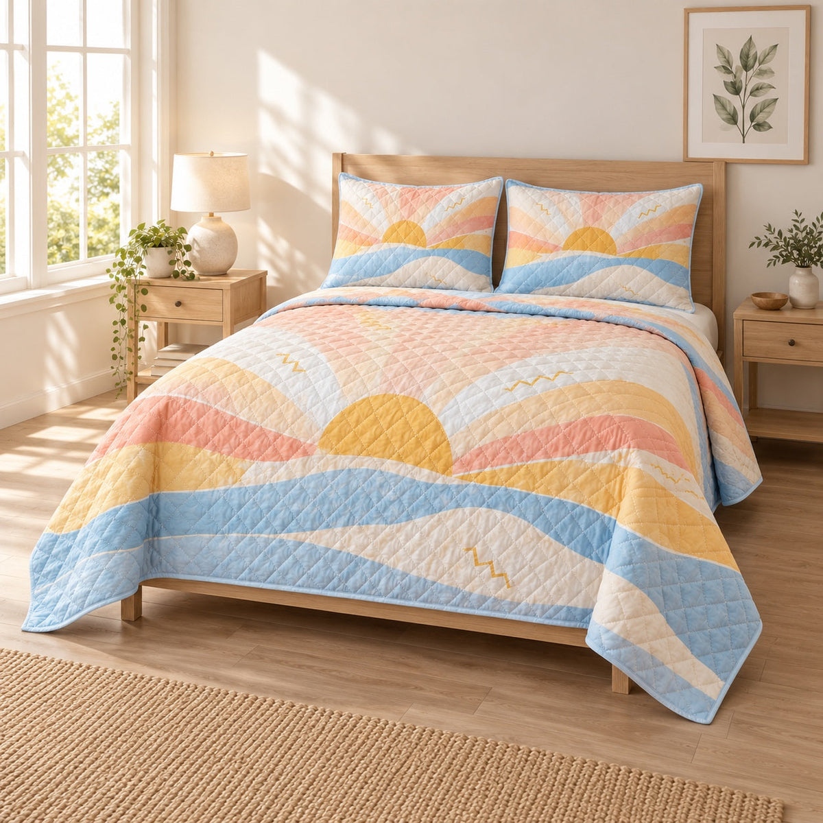 Voltage Dawn Electrician Quilt Set, angled electrician bedroom view