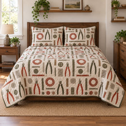 Workbench Grid Electrician Quilt Set