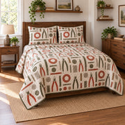 Workbench Grid Electrician Quilt Set, angled electrician bedroom view