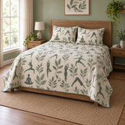 Botanical Balance Yoga Quilt Set, angled yoga bedroom view