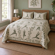 Sage Flow Yoga Quilt Set, angled yoga bedroom view