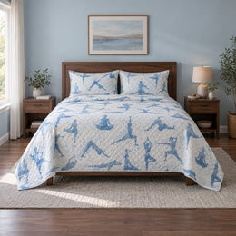 Blue Stillness Yoga Quilt Set