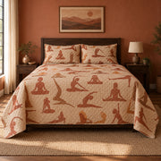 Terracotta Calm Yoga Quilt Set, front yoga bedroom view