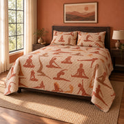 Terracotta Calm Yoga Quilt Set, angled yoga bedroom view