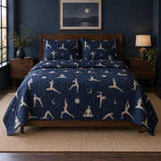 Moonlit Stretch Yoga Quilt Set, front yoga bedroom view