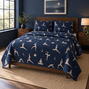 Moonlit Stretch Yoga Quilt Set, angled yoga bedroom view