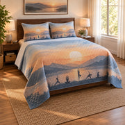 Soft Horizon Yoga Quilt Set, angled yoga bedroom view