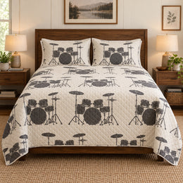 Classic Drum Kit Drums Quilt Set