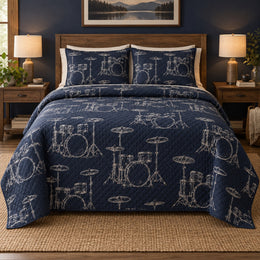 Midnight Drums Drums Quilt Set