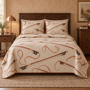 Copper Bow Violin Quilt Set, front violin bedroom view