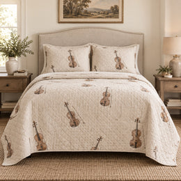 Linen Melody Violin Quilt Set