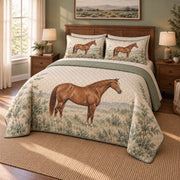 Sage Ranch Portrait American Quarter Horse Quilt Set, angled american quarter horse bedroom view
