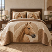 Sandstone Stable American Quarter Horse Quilt Set, front american quarter horse bedroom view
