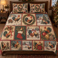 Vintage Christmas Rooster Postcard Quilt Set
