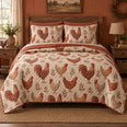 Terracotta Coop Chicken and Rooster Quilt Set