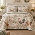 Wildflower Peck Chicken and Rooster Quilt Set