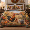 Harvest Flock Chicken and Rooster Quilt Set