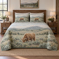 Sage Pasture Highland Cow Quilt Set