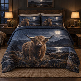Moonlit Glen Highland Cow Quilt Set