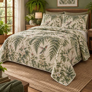 Fern Canopy Hummingbird Quilt Set, angled hummingbird bedroom view