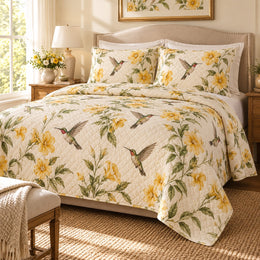 Golden Nectar Hummingbird Quilt Set