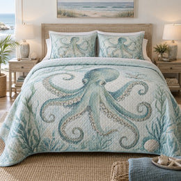 Sea Glass Arms Octopus Quilt Set