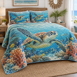 Reef Passage Sea Turtle Quilt Set