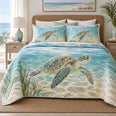 Sandbar Morning Sea Turtle Quilt Set