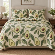 Avocado Grove Quilt Set, front avocado lovers bedroom view