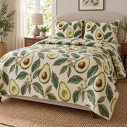 Avocado Grove Quilt Set, angled avocado lovers bedroom view