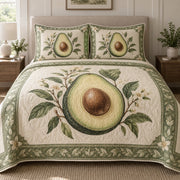 Sage Slice Avocado Lovers Quilt Set, front avocado lovers bedroom view