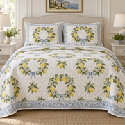 Citrus Wreath Lemon Lovers Quilt Set, front lemon lovers bedroom view