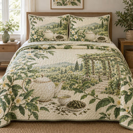 Tea Garden Morning Loose Leaf Tea Lovers Quilt Set