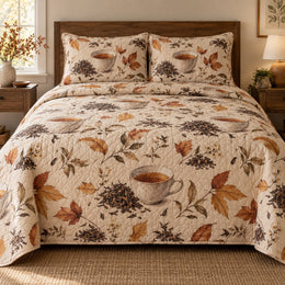 Autumn Tea Table Loose Leaf Tea Lovers Quilt Set