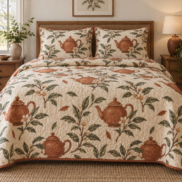 Terracotta Teapot Loose Leaf Tea Lovers Quilt Set