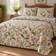 Tea and Wildflowers Loose Leaf Tea Lovers Quilt Set, angled loose leaf tea lovers bedroom view