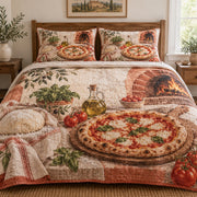 Rustic Pizza Night Pizza Making Quilt Set, front pizza making bedroom view