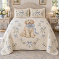 Blue Bow Doodle Goldendoodle Quilt Set