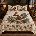 Christmas Watercolor Rooster Quilt Set