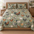 Coop Census Sage Chicken Quilt Set