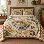 Market Ingredients Ramen Lovers Quilt Set, front ramen lovers bedroom view