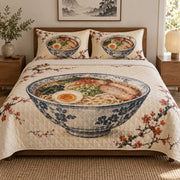 Steam and Bowl Ramen Lovers Quilt Set, front ramen lovers bedroom view