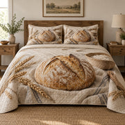 Scored Loaf Sourdough Baking Quilt Set, front sourdough baking bedroom view