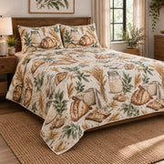 Sage Starter Sourdough Baking Quilt Set, angled sourdough baking bedroom view