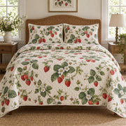 Strawberry Garden Strawberry Lovers Quilt Set, front strawberry lovers bedroom view