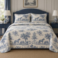 Blue Meadow Toile Horse Country Toile Quilt Set